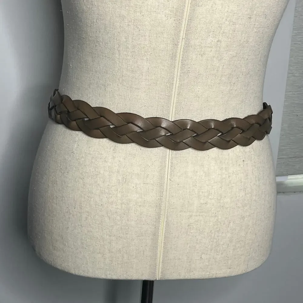 Hobo International Leather Belt Womens L Brown Dual Strap Buckle and Hook Boho